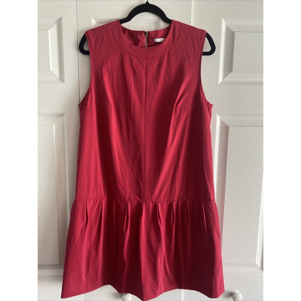 Diane von Furstenberg Drop Waist Shift Dress Womens Size 12 Red Pleated Designer